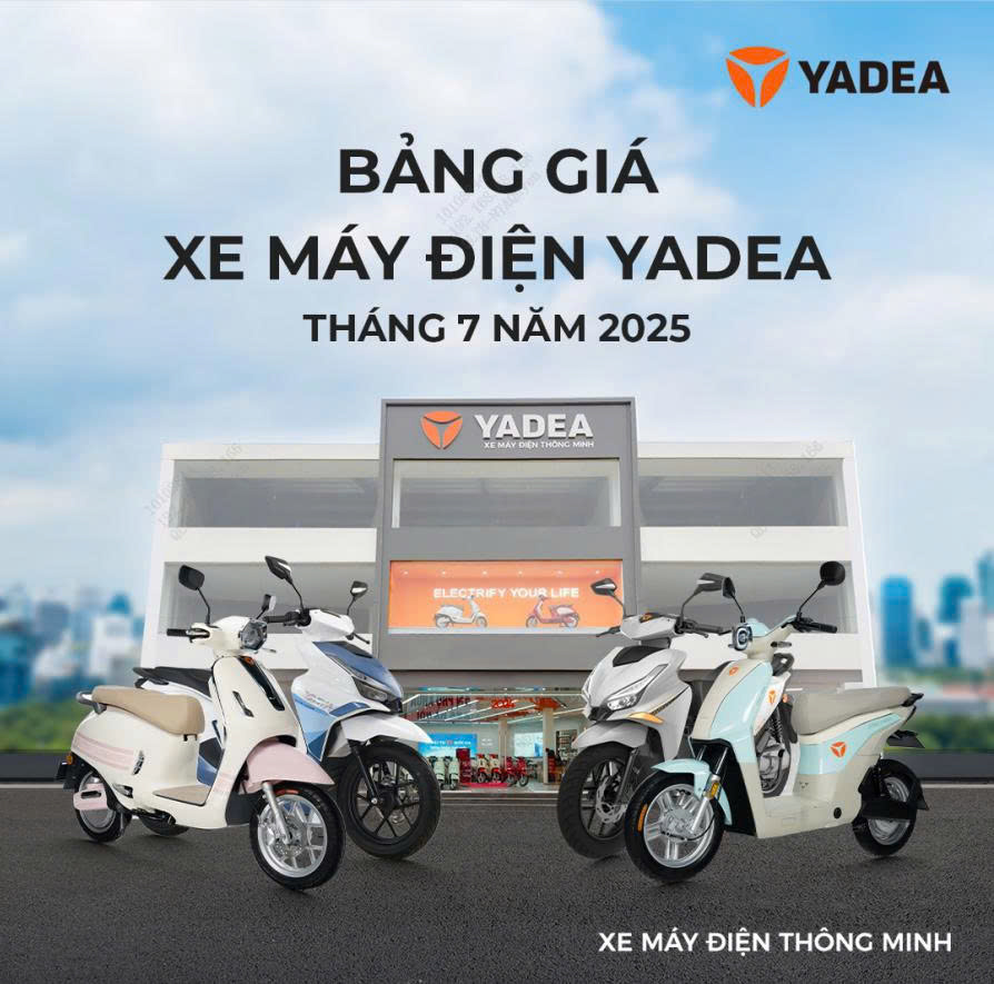 bảng giá xe máy điện yadea tháng 7 năm 2025