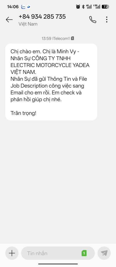 20250909-134125 Cảnh báo giả mạo Yadea Việt Nam tuyển dụng